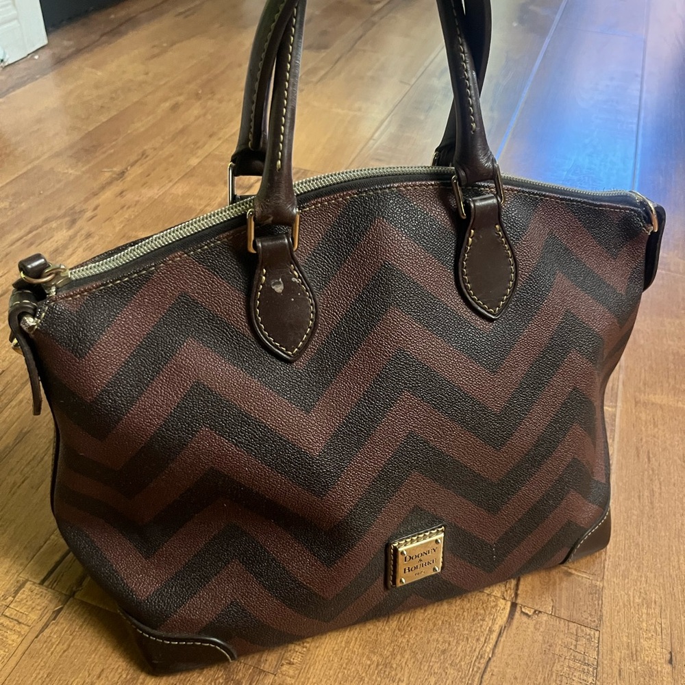 Dooney and Bourke Chevron Pattern Brown Handbag